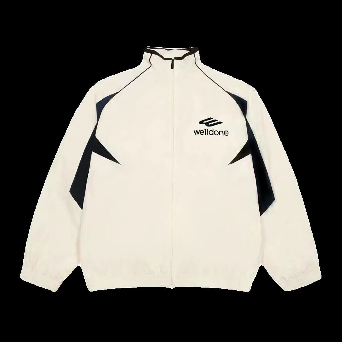 WHITE Color Block Streetwear Retro Sport Windbreaker Coat