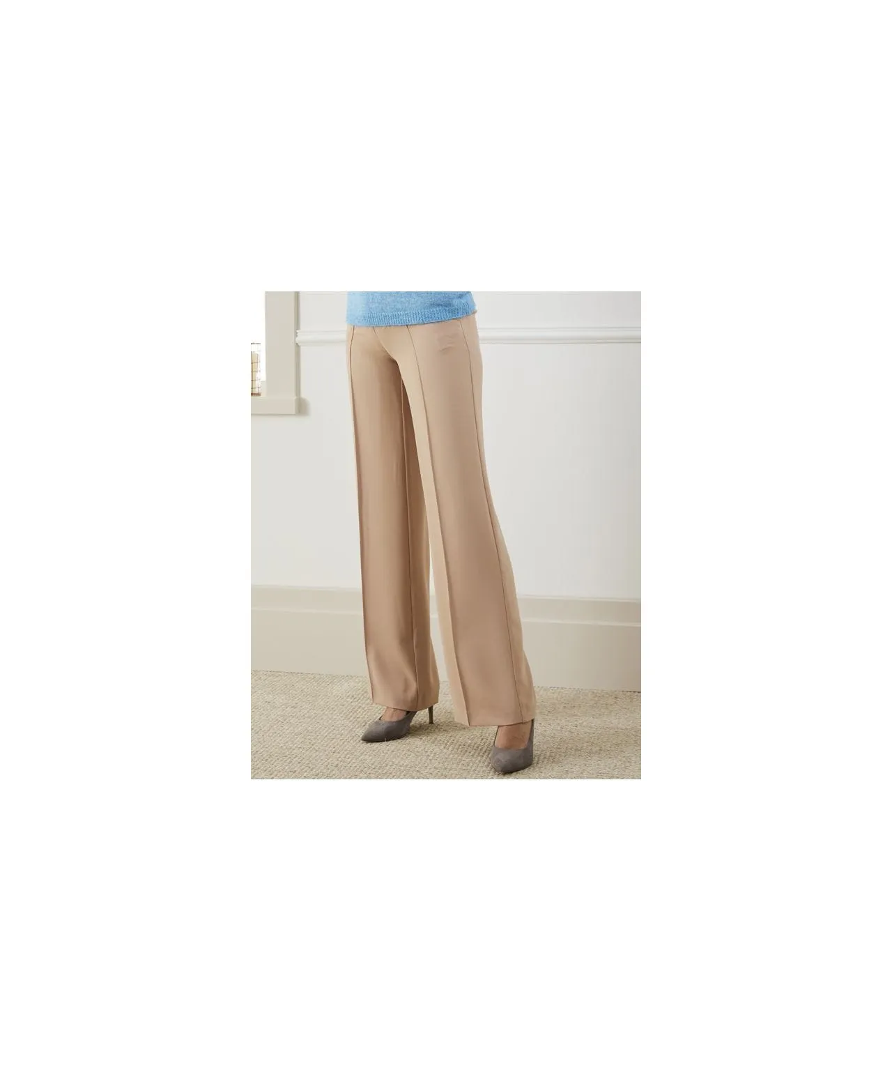 Wide-leg Trousers with Front Pleats