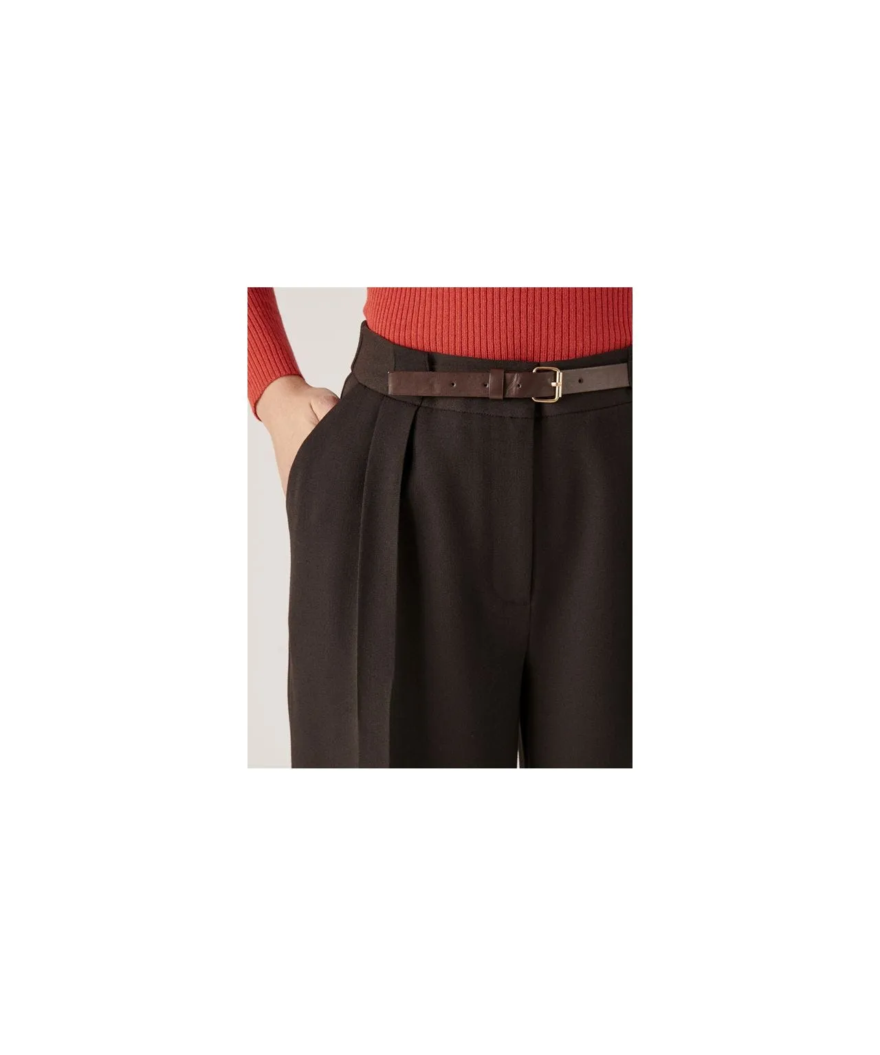 Wide-leg Trousers with Mock Belt