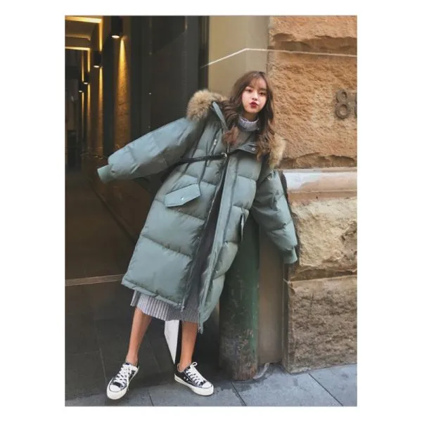 Women's long padded winter coat