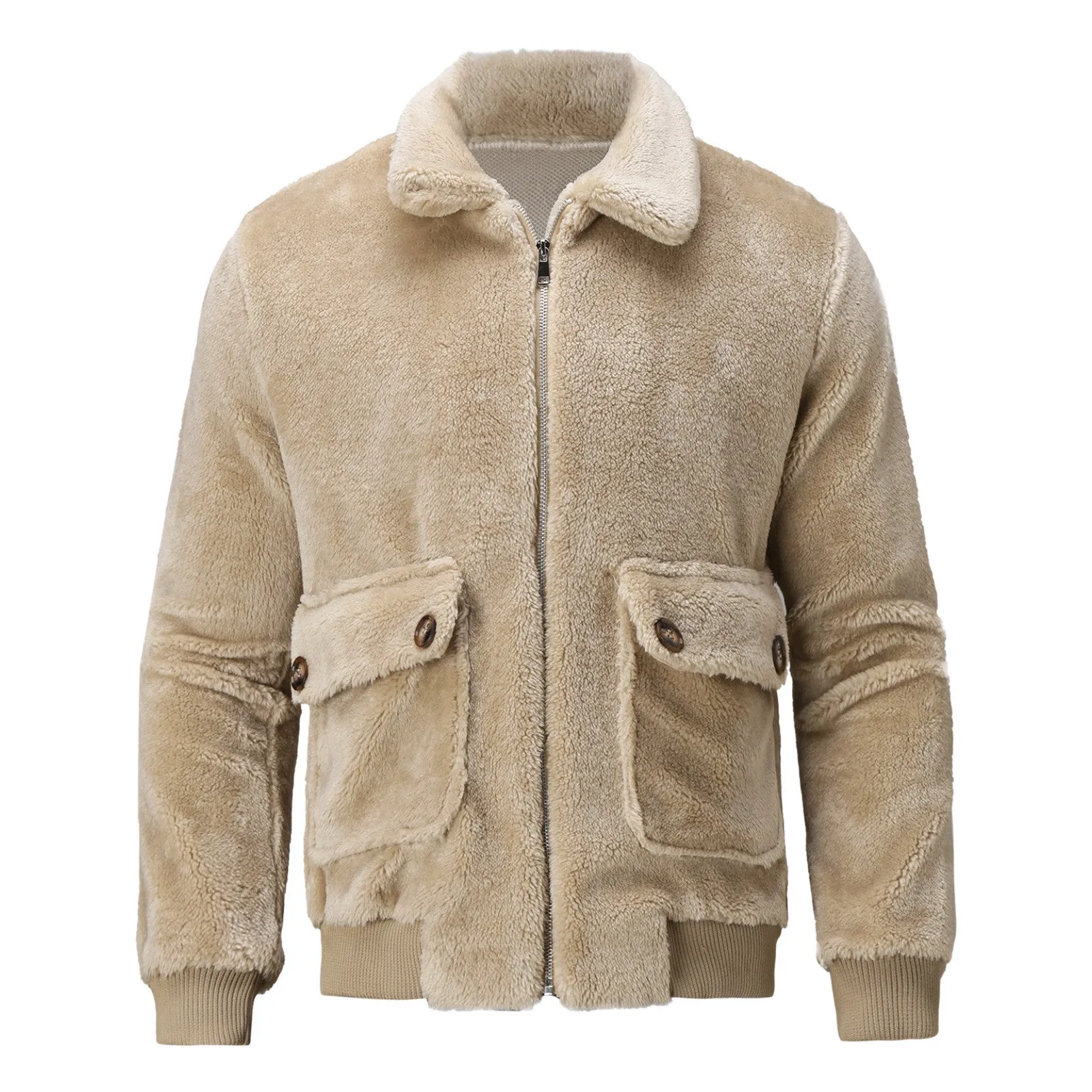 Zip-Up Padded Plush Coat